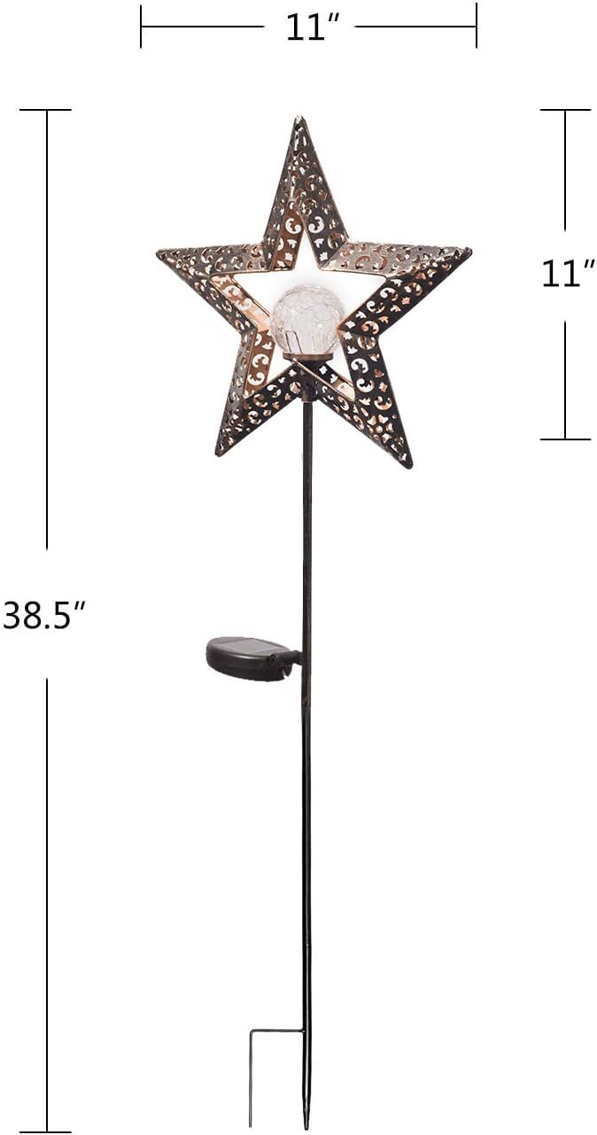 TAKE ME Star Solar Lights Garden Outdoor,Waterproof Metal Decorative Stakes for Walkway,Yard,Lawn,Patio - - 