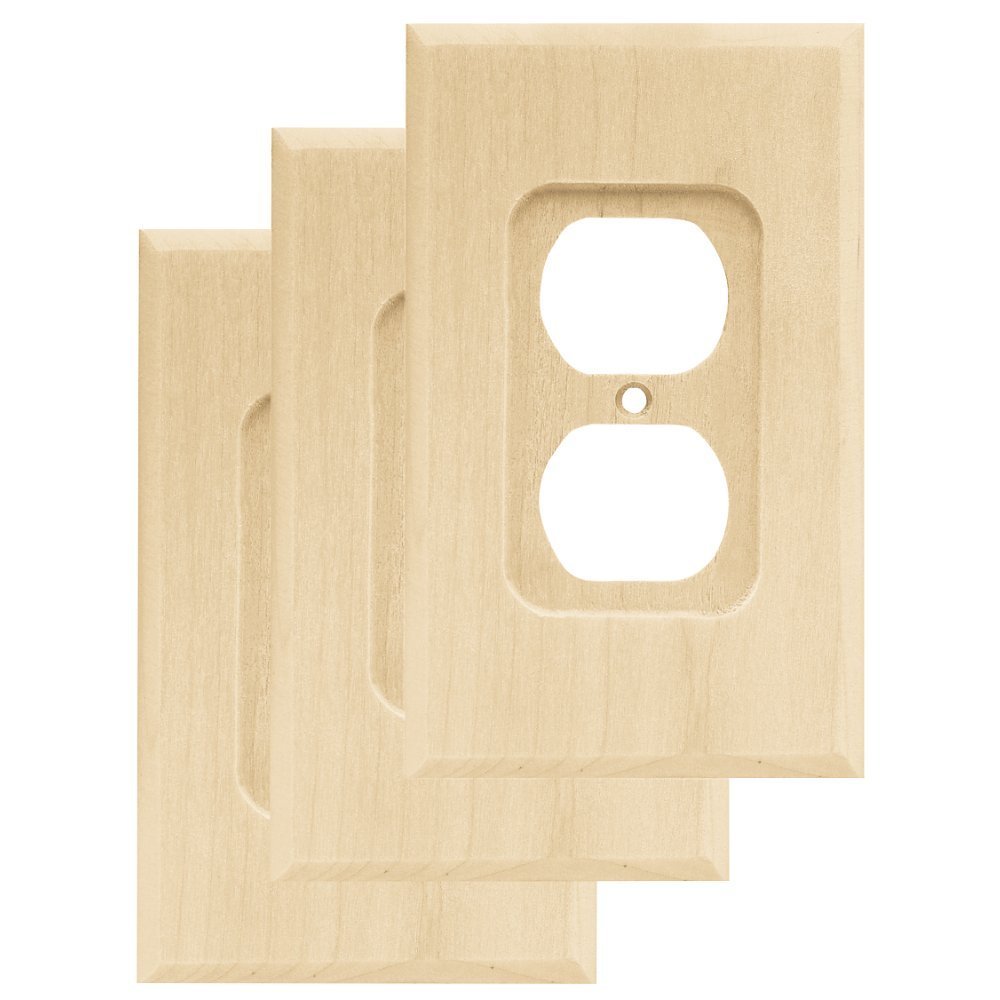 Franklin Brass W10397V-UN-C Kare Tek Çift Yönlü Çıkış Duvar Anahtarı Plakası/Kapağı, 3'lü paket, Bitmemiş Ahşap