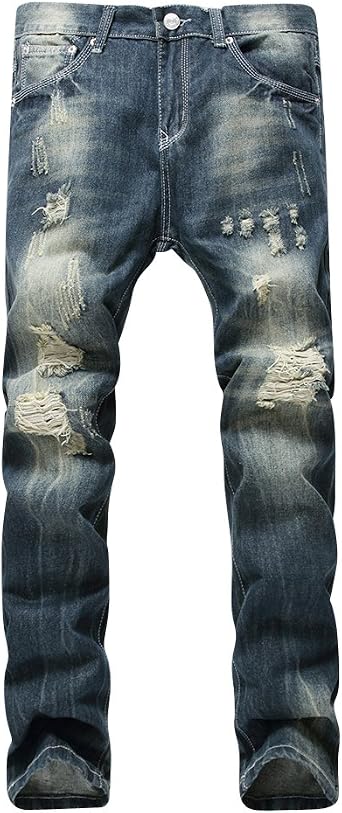 Denim Pants Distressed Ripped Trousers 