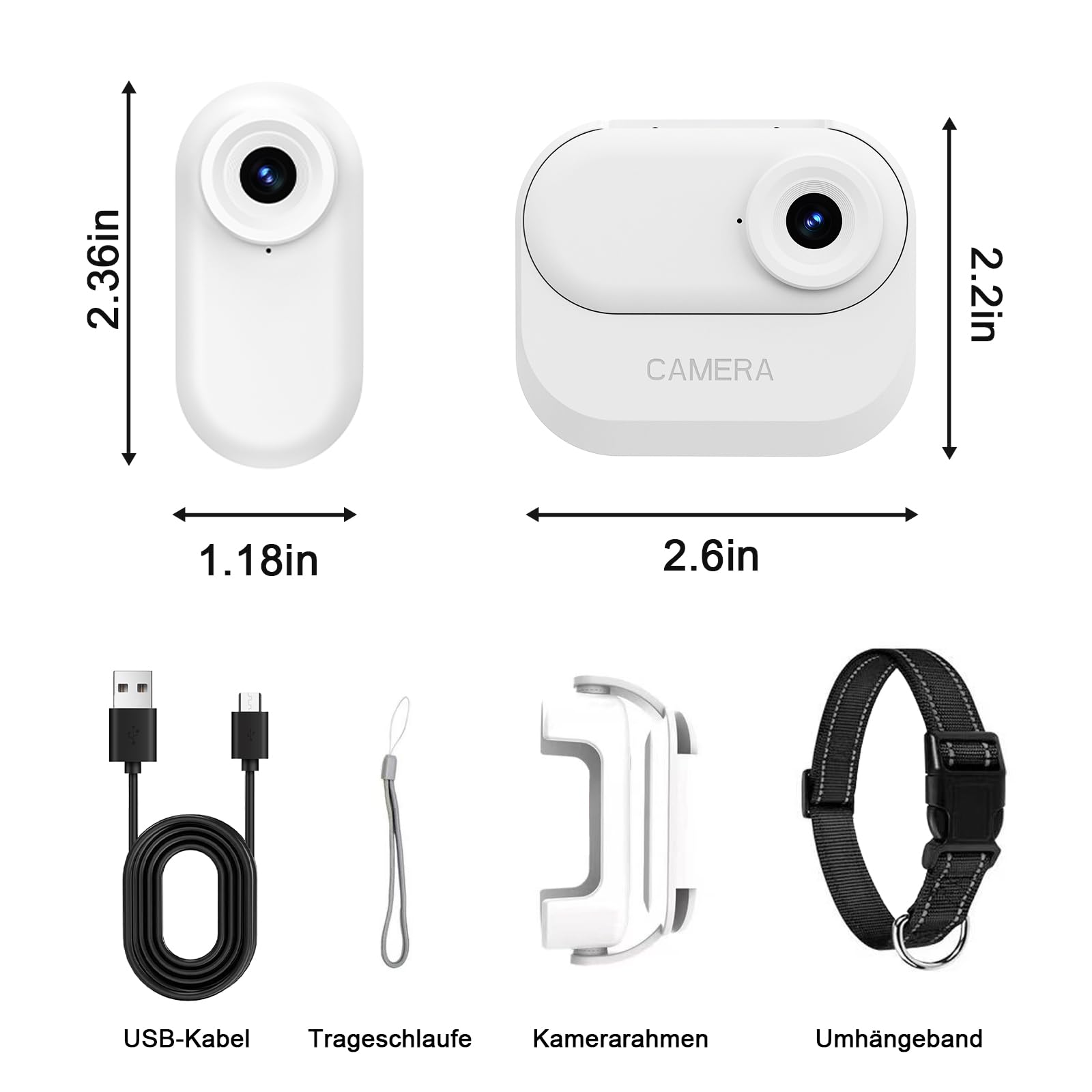 Mini-Bodycam 1080P HD, Tierkamera für Halsbänder mit kabelloser Ladestation – Daumen-Sportkamera mit Bewegungserkennung, 1,47-Zoll-Display und Magnethalterung; kleiner POV-Camcorder für Hunde & Katzen