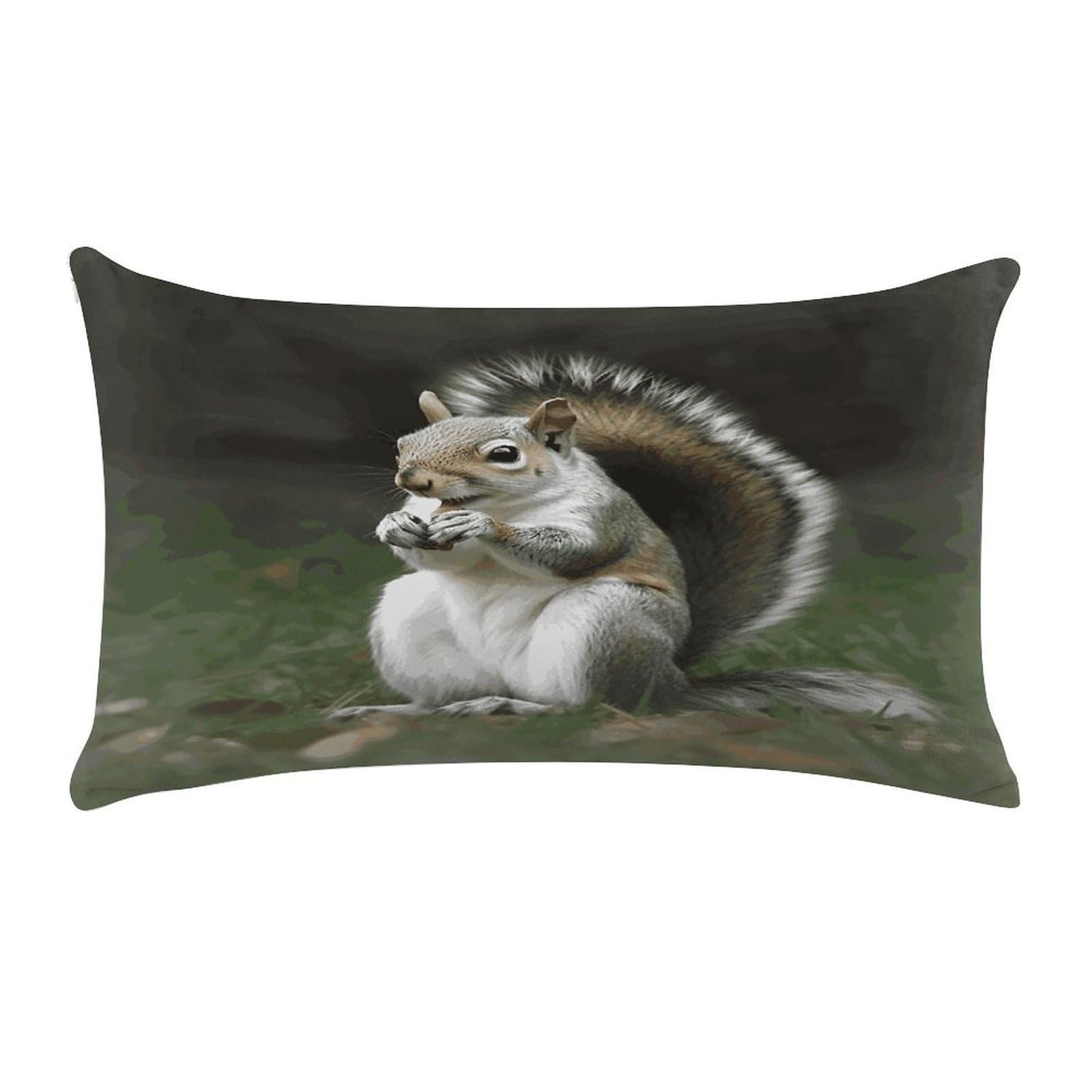 LDGSUPH Squirrel Throw Pillow Cover with Zipper Long Throw Pillow Case Anti-Fading Pillow Protector Super Soft Decorative Cushion Case Exquisite Plush Pillowcase12 X 20 in