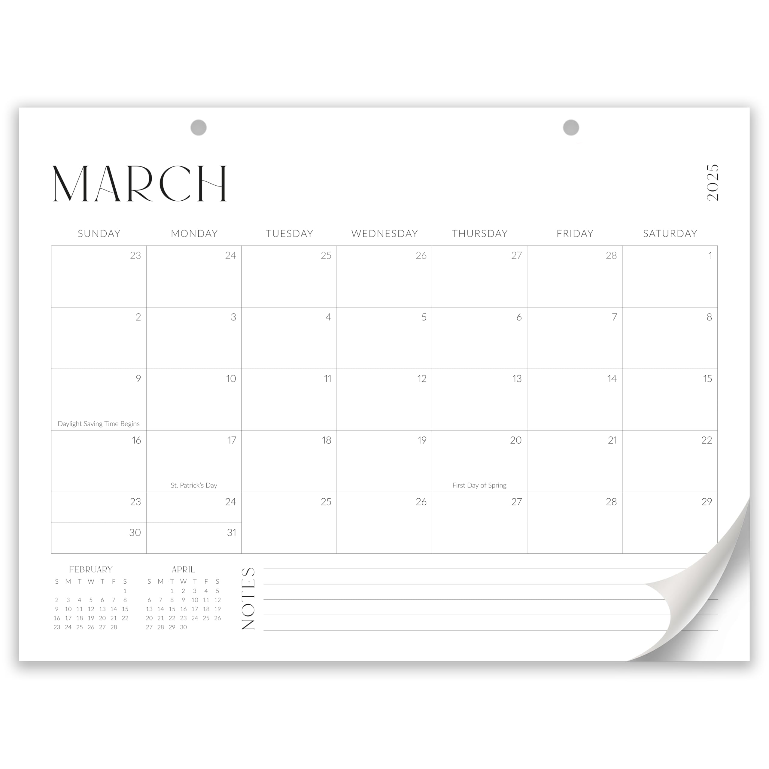 Aesthetic Desk Calendar 2025-2026 - Runs from January 2025 Until July 2026 - Minimalistic Office Desktop/Wall Calendar 16"x12" for Easy Organizing