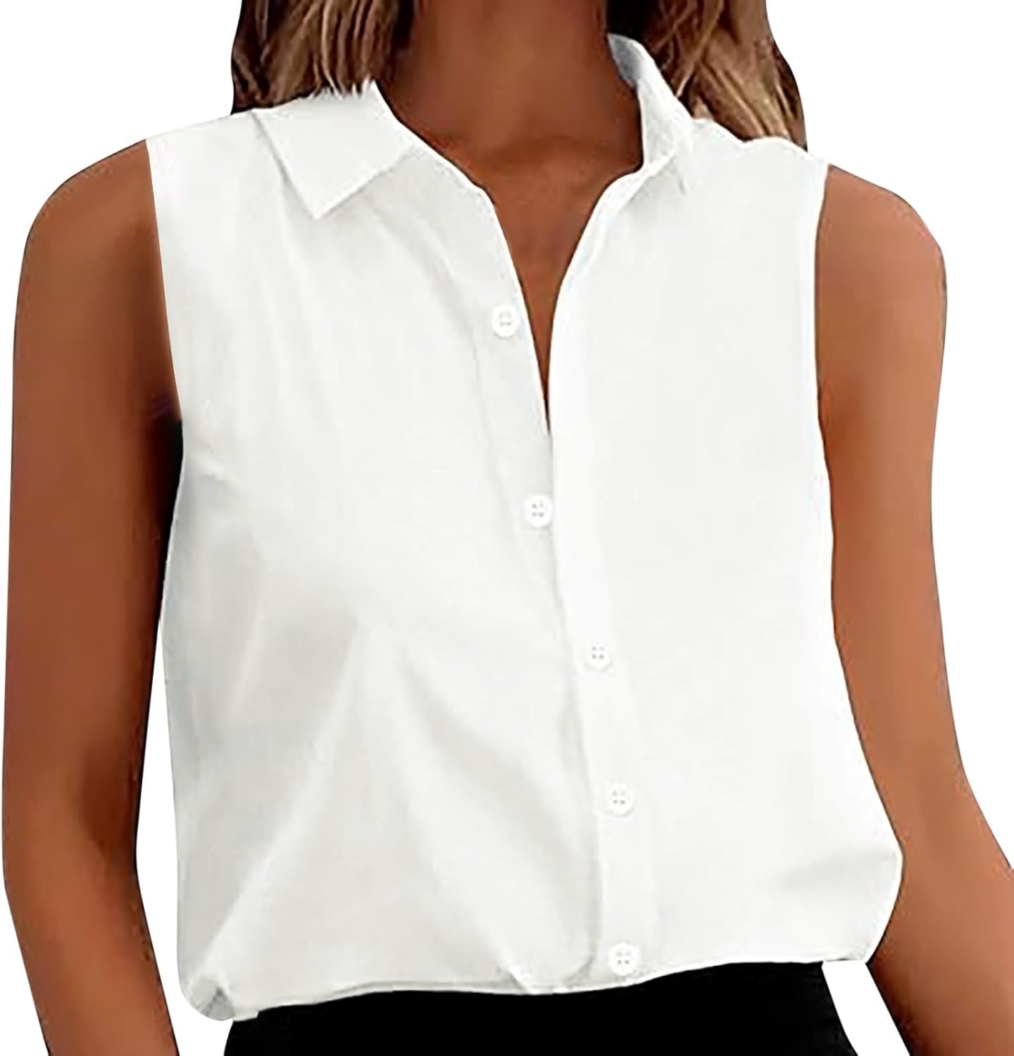 Womens Sleeveless Button Down Shirts Blouses Solid Bhutan Ubuy