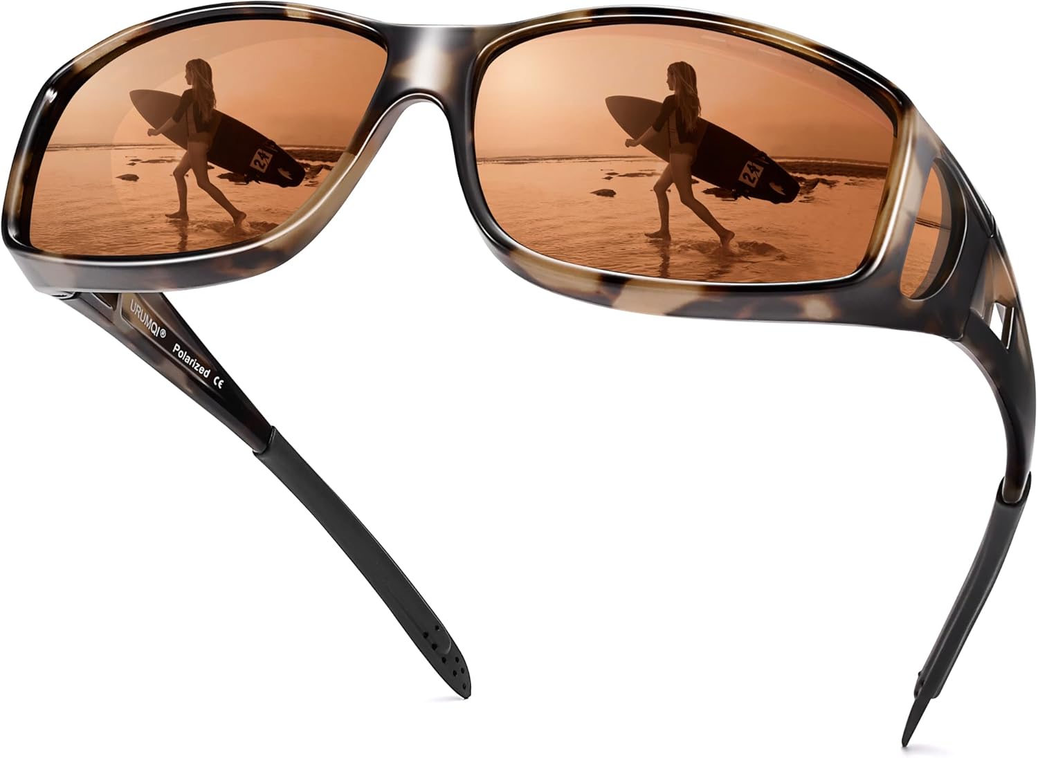 URUMQI Polarized Sunglasses Fit Over Glasses for Men Women, Wrap-around Driving Sunglasses 100% UV Protection