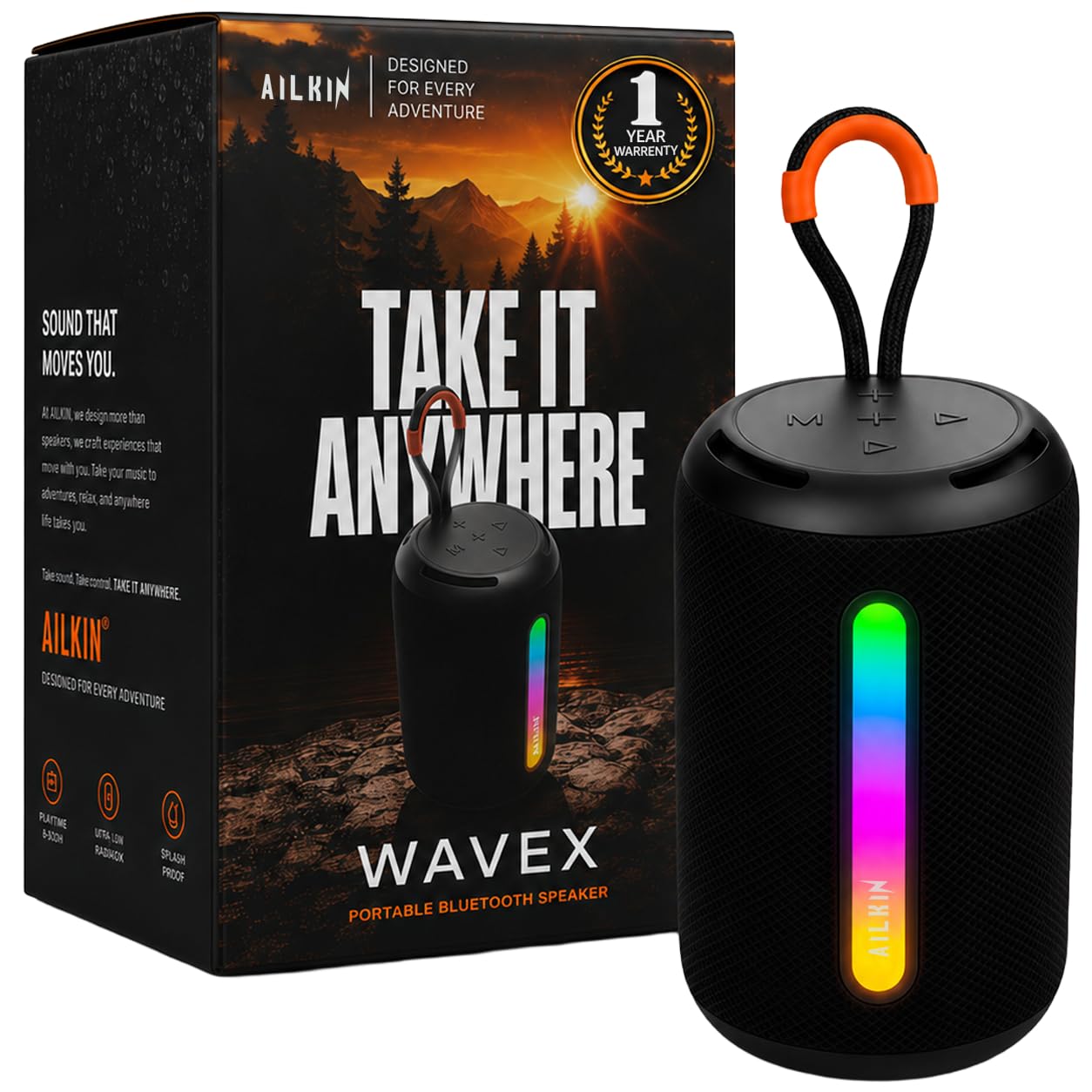 AILKIN Portable Bluetooth Speakers Wireless | 8W Powerful Sound, 360 Surround Sound, Splash Proof Design, RGB Light & TWS Stereo Pairing | Mini Wireless Speaker for Home, Travel & Outdoor-picture-48