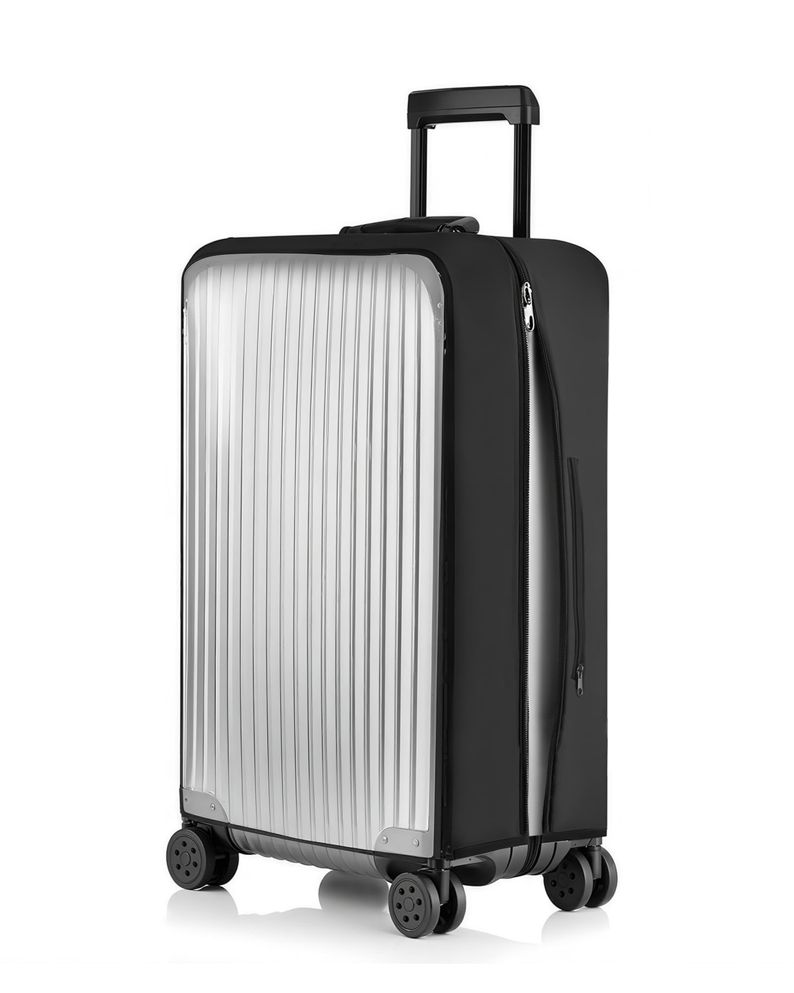 No Disassembly Suitcase Covers for Luggage - Clear Luggage Cover Protector, PVC Luggage Protector Suitcase Cover, Black, Large Extended, No Disassembly