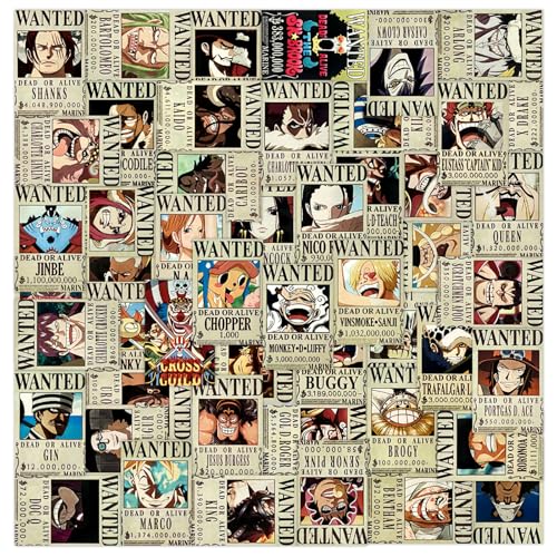 50PCS Japanese Anime OP Stickers Classic Popular Wanted Poster Cartoon Stickers for Water Bottles/Laptops/Phones/Journals Adult & Teen Party Decor Gifts (OP 50-3)