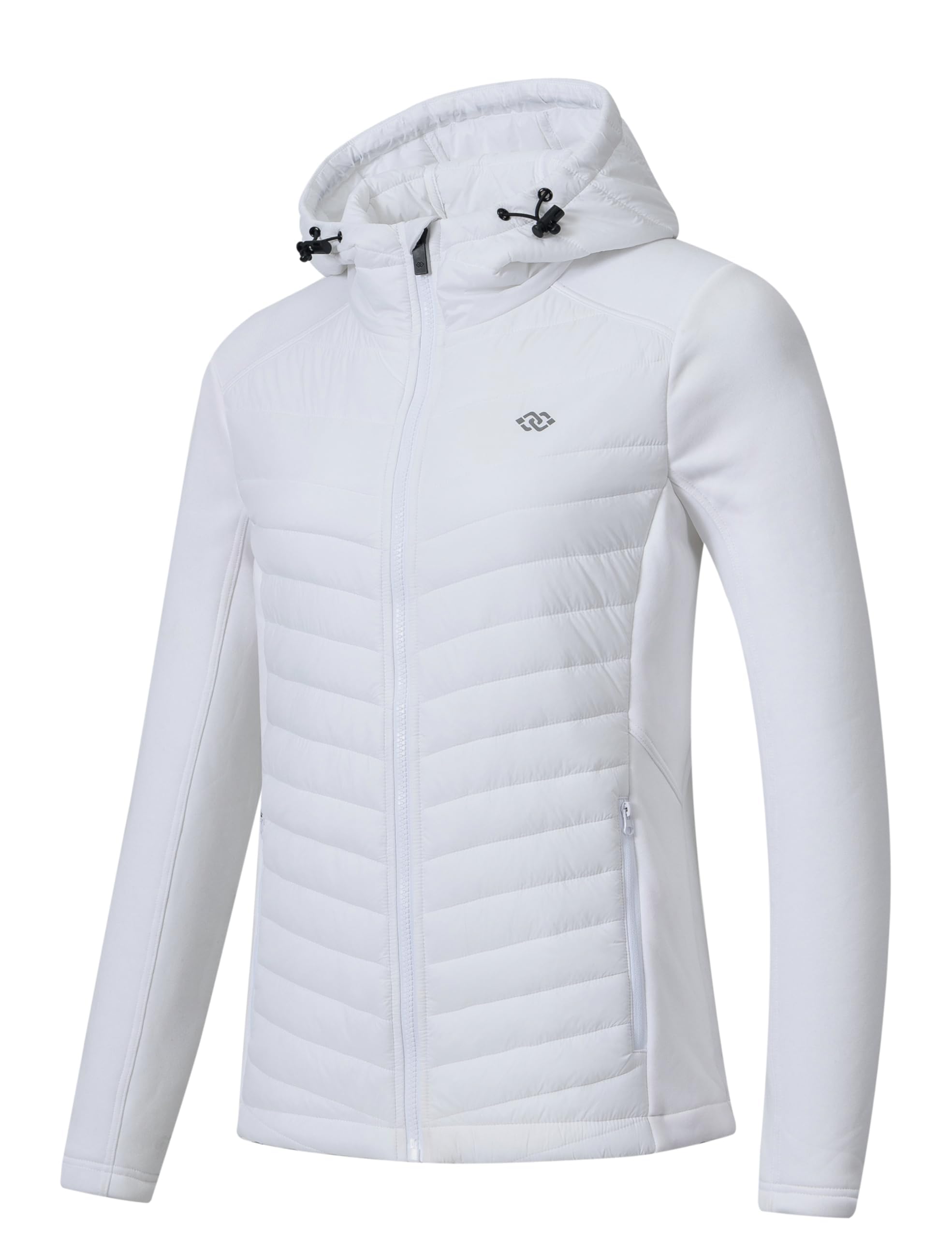 MoFiz Damen Wanderjacke Outdoorjacke Funktionsjacke Running Winter Jacke Leicht Warm mit Verstellbarer Kappe Weiß M