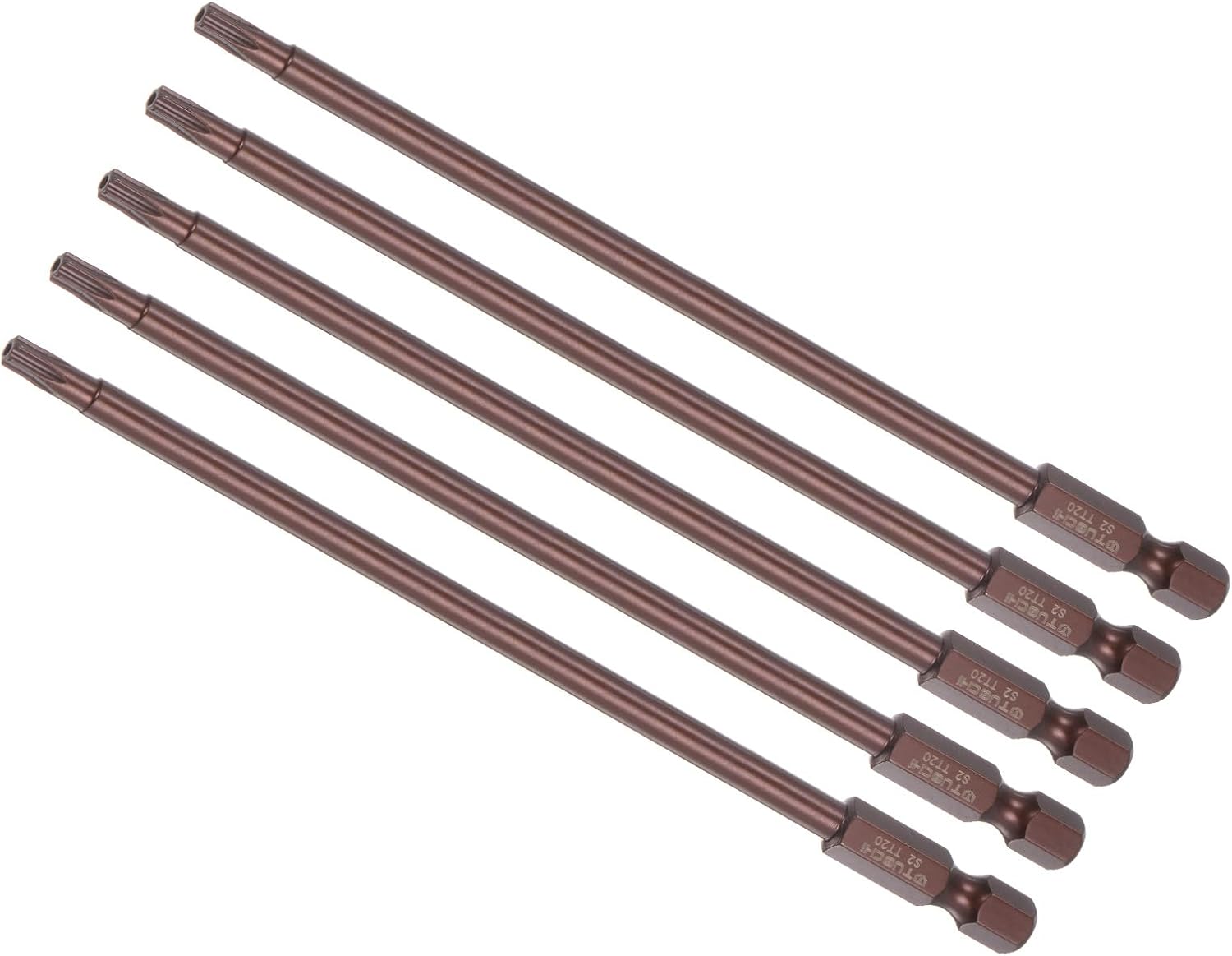 Magnetic Torx Screwdriver Bit, T20 6" Length 1/4" Hex Shank, S2 Steel Star 6 Point Drill Driver Tamper Proof - (Applications: for Auto Repair), 5-Pieces