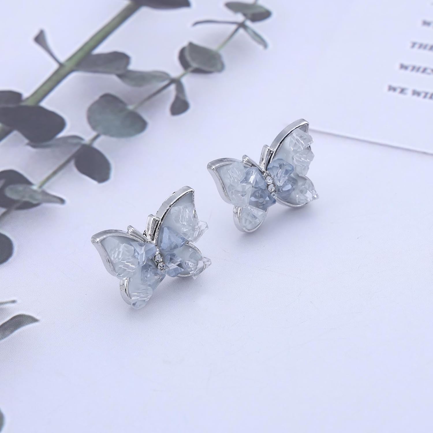 Bohemian Crystal Butterfly Stud Earrings Blue Cz Butterfly Earrings Small Butterfly Stud Earrings Blue Rhinestone Butterfly Earrings Jewelry for Women - Image 7