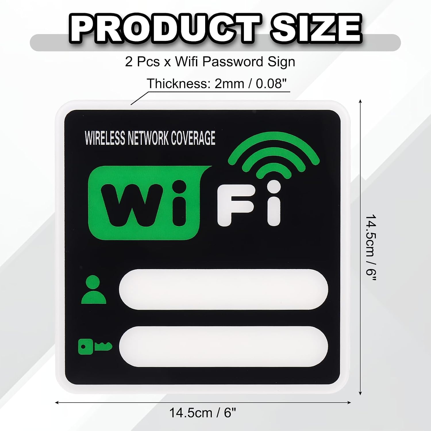 PATIKIL 6" x 6" Wifi Password Sign, 2 Pcs Acrylic WiFi Sign Self Adhesive Writable Free Network Service Notice Board for Guest Room Host Home Office Hotel Restaurant Cafe, Green
