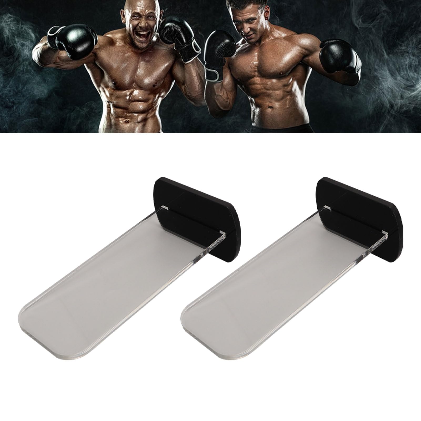 Tissting 2 Pcs Boxing Glove Display Stand 3.1 X 2 X 5.9in Acrylic Black Base Vertical Boxing Glove Holder with Detachable Base - Image 3