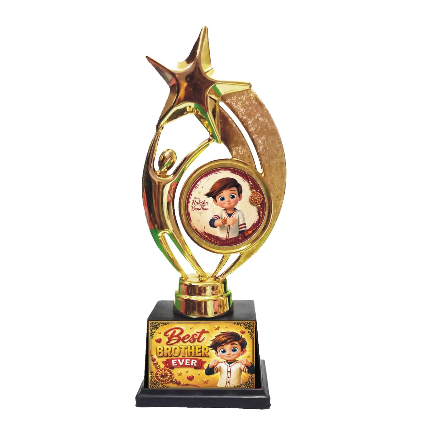 World Best Brother Trophy | Premium Golden Best Brother Award | Rakhi Gift for Brother | Raksha Bandhan Birthday Gift for Brother | Decorative Trophy | Gift for Elder & Younger Brother | Decorative Trophy, Golden Finish, Star Topper Design, For Elder & Younger Brother, Rakhi Special-picture-19