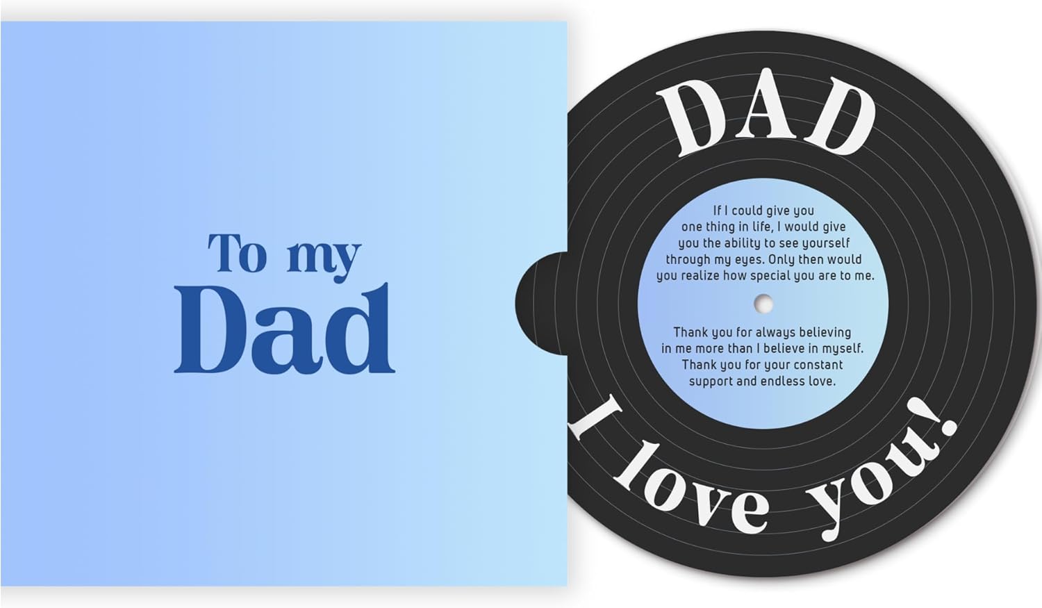 Fathers Day Card - Vintage Cards for Dad from Daughter, Son, Kids - Happy Fathers Day, Birthday Cards for Dad, Daddy, Papa - Single 5.3''x 5.3'' Folded Greeting Card with Red Envelope