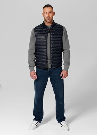 PITBULL Men's Quilted Vest Foldable - Men's Lightweight Lined Vest Compact Packable Shiny Polyester Leisure Transition Jacket with Pockets & Zip