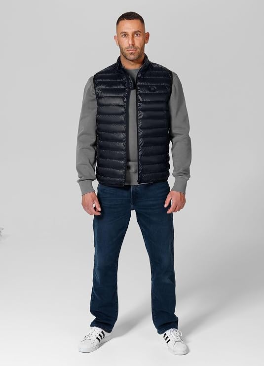 PITBULL Men's Quilted Vest Foldable - Men's Lightweight Lined Vest Compact Packable Shiny Polyester Leisure Transition Jacket with Pockets & Zip