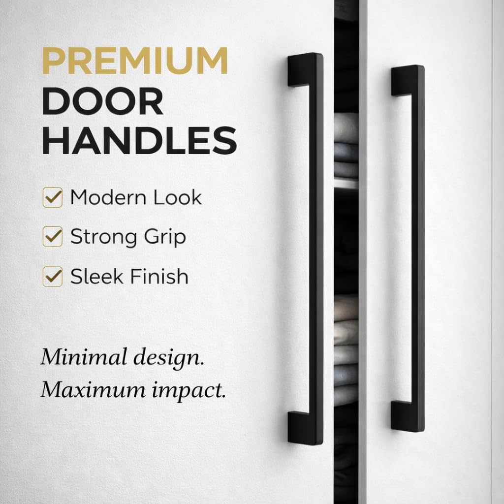 Amar Enterprise Stainless Steel 12 Inches Kitchen Cabinet & Drawer Handles, Dark Matt Black Handles,Long Wardrobe Handles, Furniture & Door Pull Handles, Pack of 6 Pieces 2