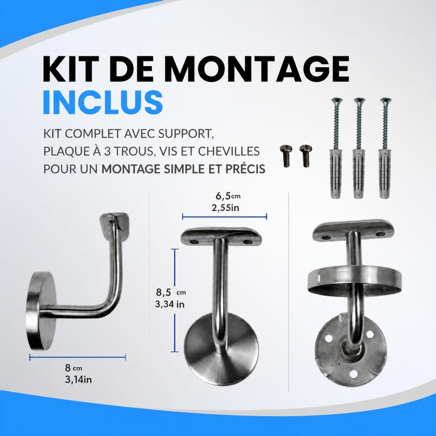 INOXLM Main Courante pour escalier en Acier Inoxydable AISI 304 ⌀ 33,7 mm, Rampe escalier Finition Satinée Fabriqué en Italie, Garde corps escalier pour Intérieur et Extérieur (350cm)