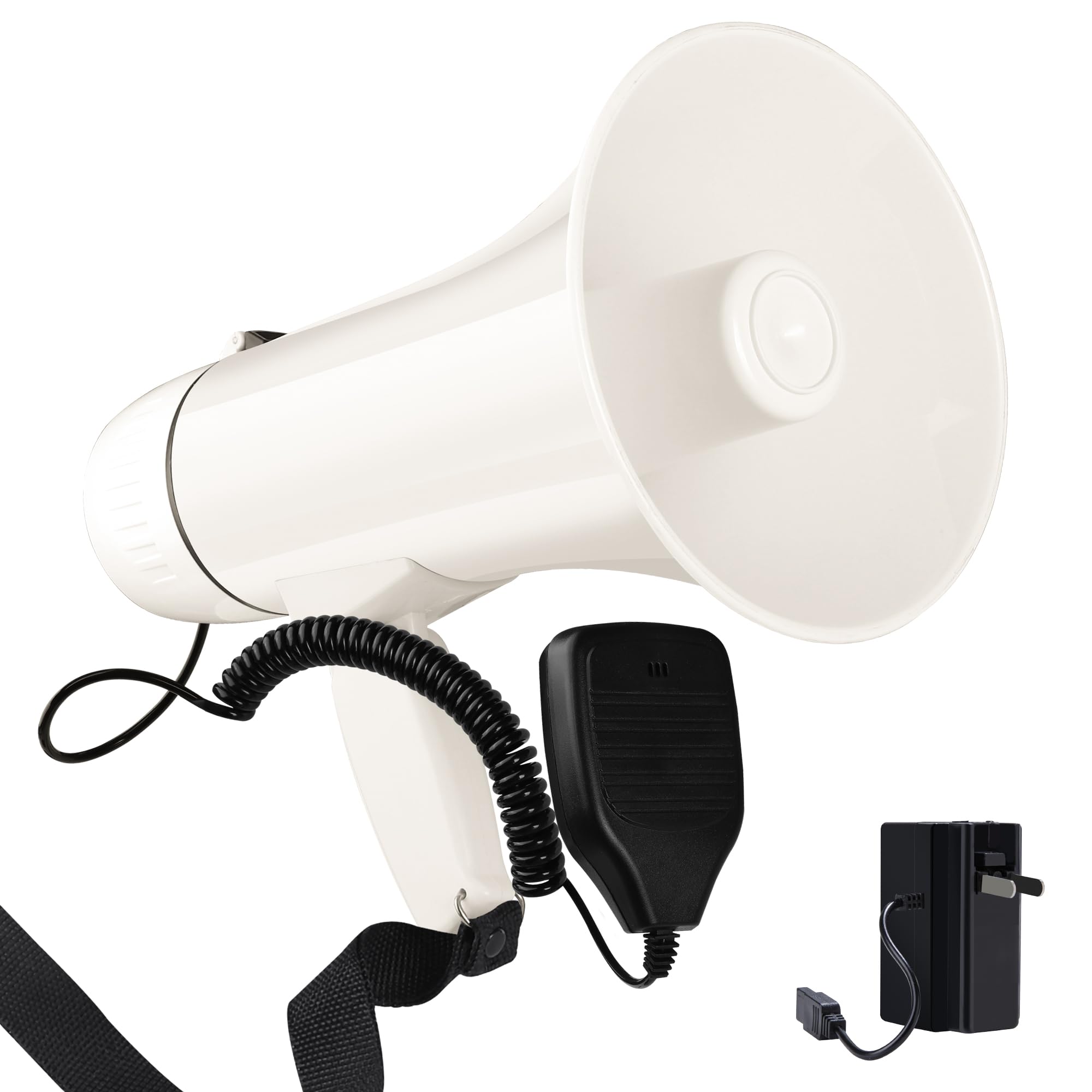 MyMealivos35 Watt Power Portable Megaphone Speaker PA Bullhorn with Detachable Handheld Microphone, Built-in Siren, USB Flash Drive & 240S Recording (White)