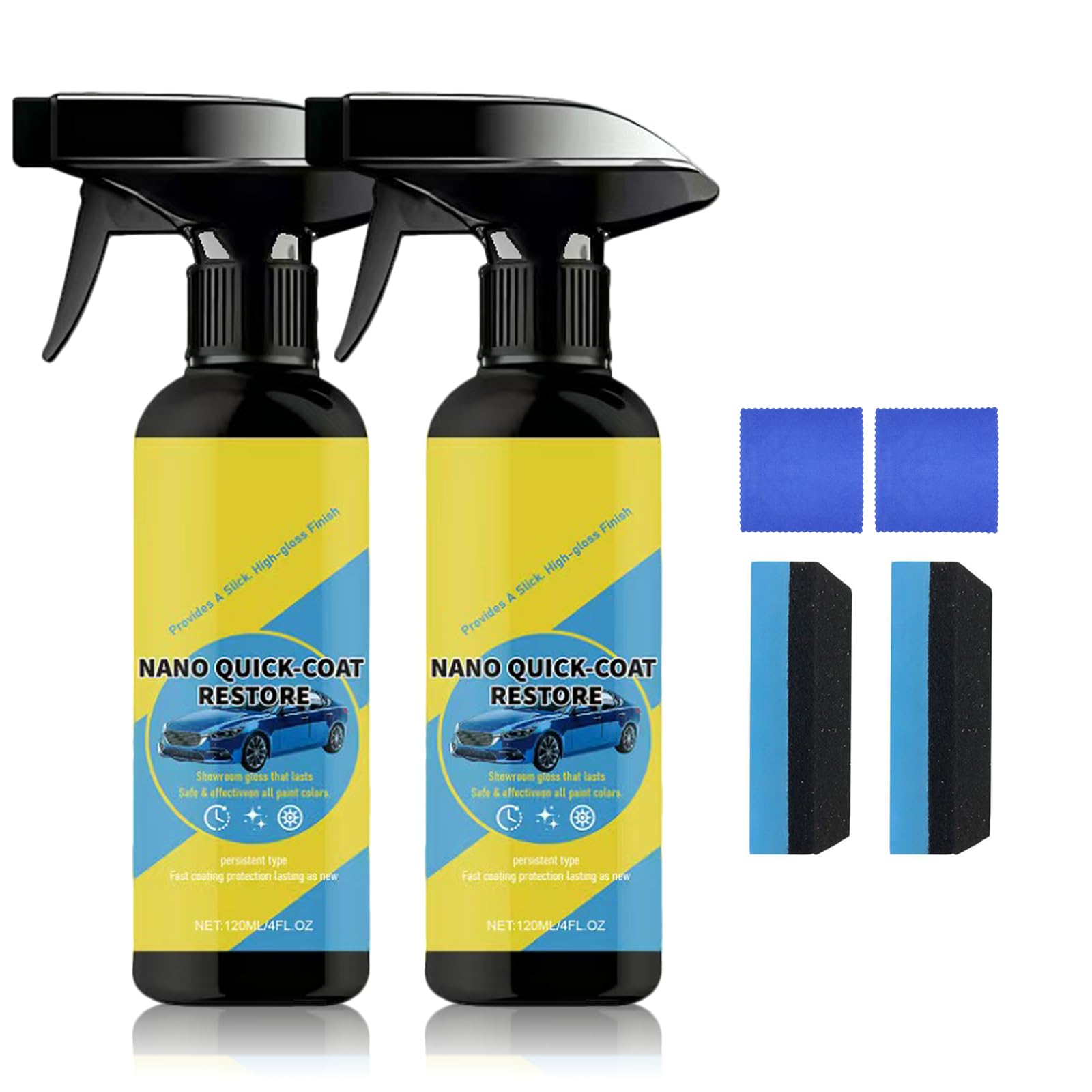 Cvuabsy 2Pcs Nano Quick Coat Restore Car Coating Spray, Advanced Automobile Quick-Acting Coating Agent for Car Ceramic Sealant Extremely Hydrophobic & Protection Waterless Car Wash Car Showroom Gloss - 2