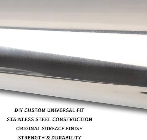 Miniatura 5 de Tubo de escape recto de 2 pulgadas, acero inoxidable T304, ajuste universal, 45 pulgadas de longitud, tubo recto de mandril de 2 pulgadas, 1 unidad