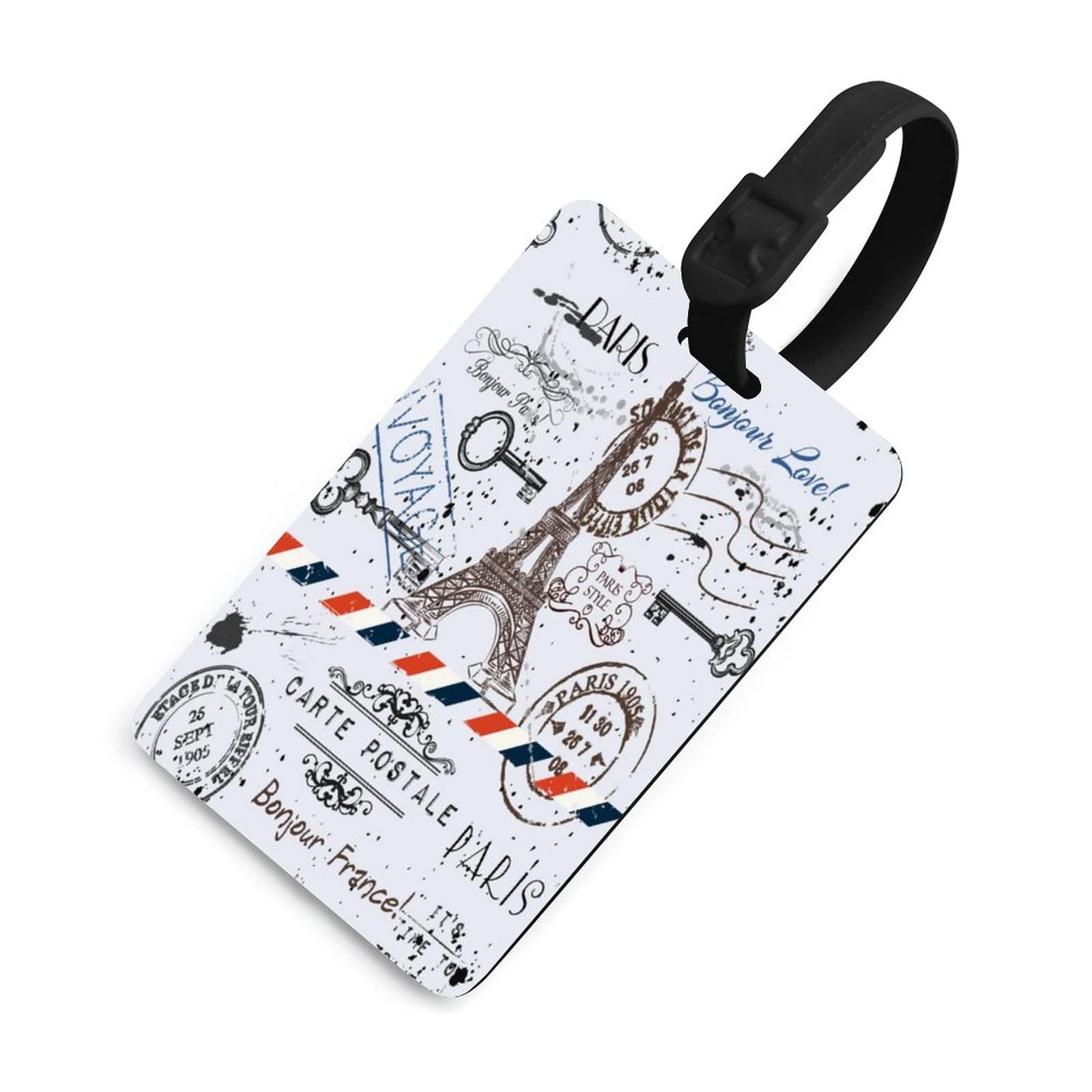 Amazon | パリのエッフェル塔ヴィンテージ ネームタグ 軽量 おしゃれ