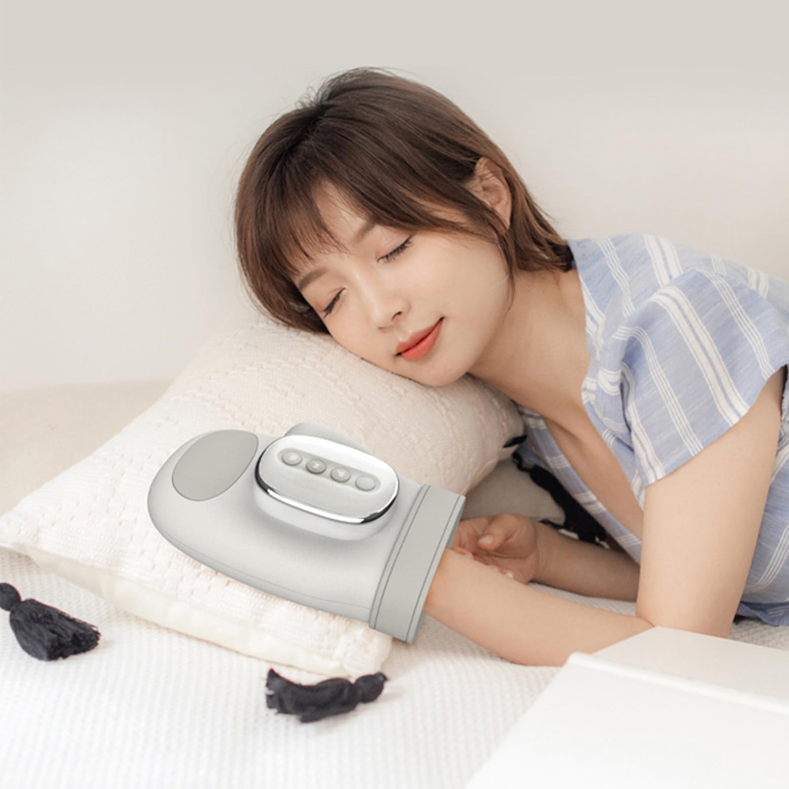Massaggiatore Elettrico Cordless per Dita e Polso, Massaggio puntiforme Multi-modalità, Livelli di Calore, 5 Livelli di intensità, Impugnatura Regolabile per papà, Mamma