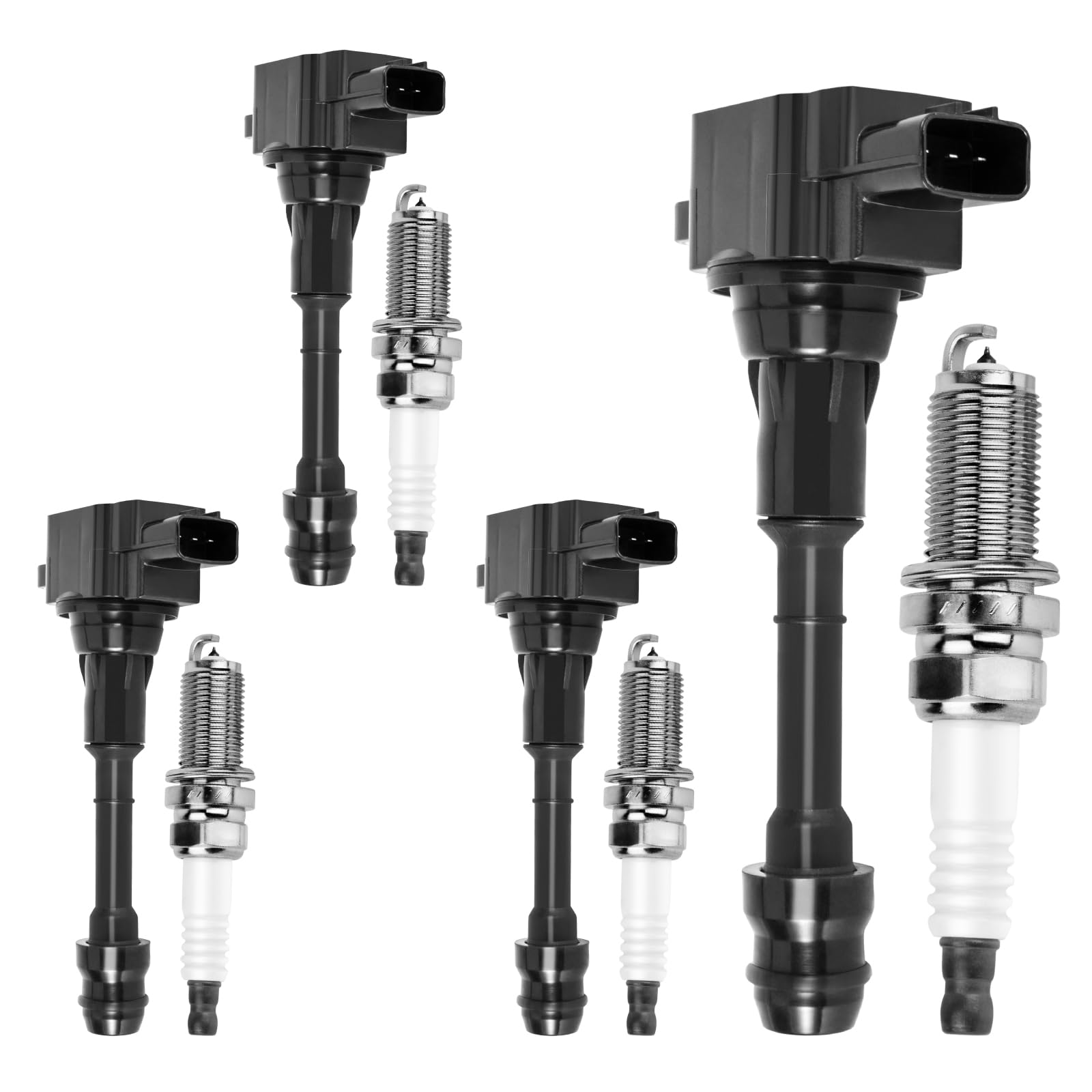UF350 Ignition Coils Pack & 5018 Iridium Spark Plugs 2.5L Compatible with Nissan Altima 2002-2006, Sentra 2002-2006, X-Trail 2005-2006, Replaces