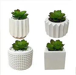 KIT 8/4 UNIDADES DE VASINHO DECORATIVO DE GESSO, CACTUS E PLANTAS ARTIFICIAS. (KIT 4 VASINHOS)