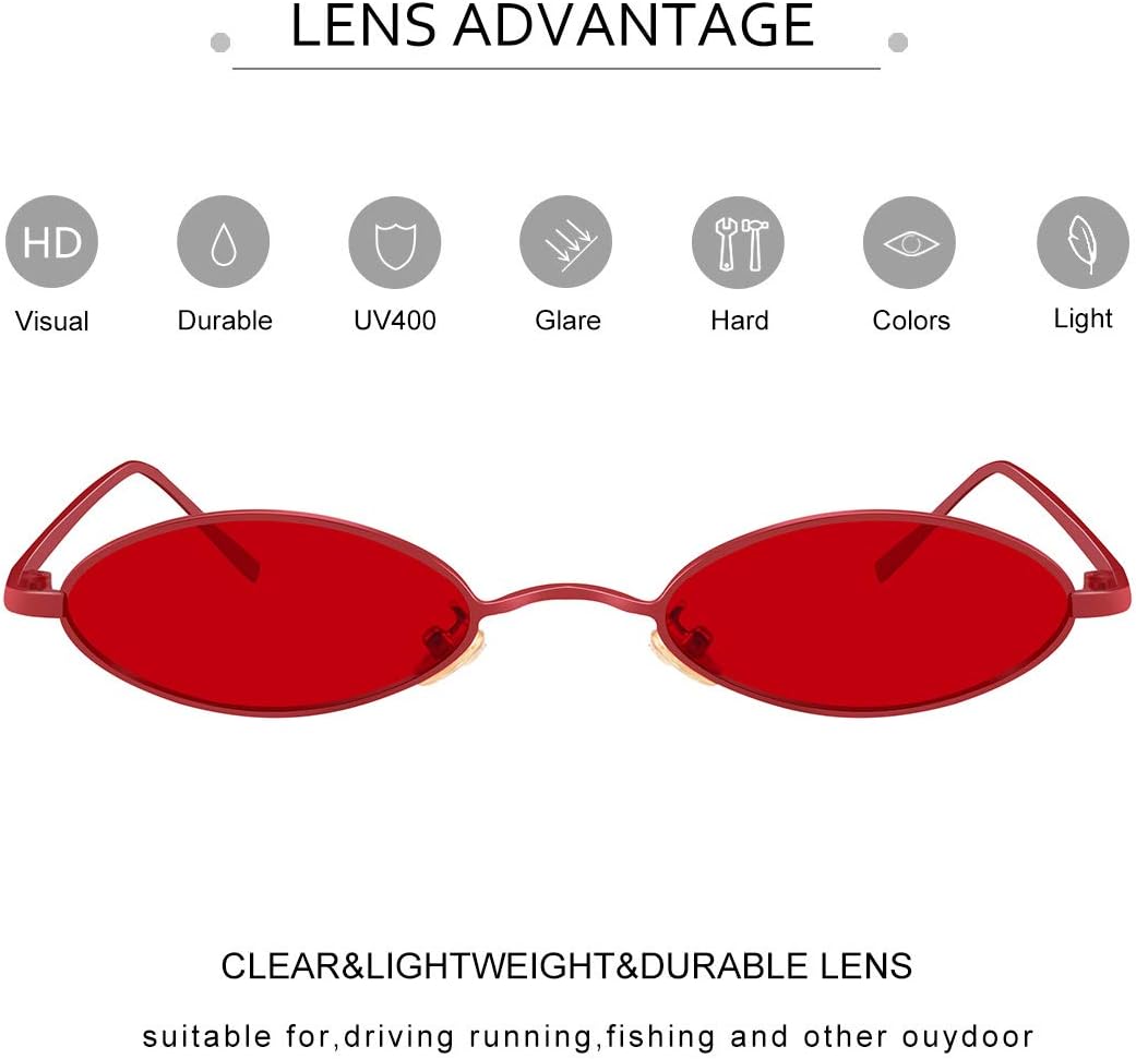 MEETSUN Vintage 90s Small Oval Sunglasses For Women Men Metal Frames Designer Gothic Glasses - Image 4