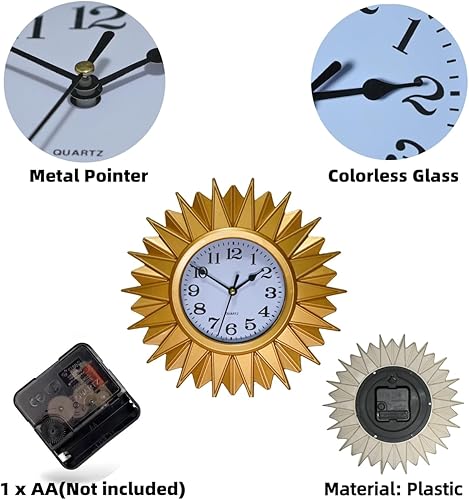 Miniatura 4 de Relojes de pared con pilas, reloj de pared analógico pequeño clásico dorado de 10 pulgadas para cocina, oficina, baño, dormitorio