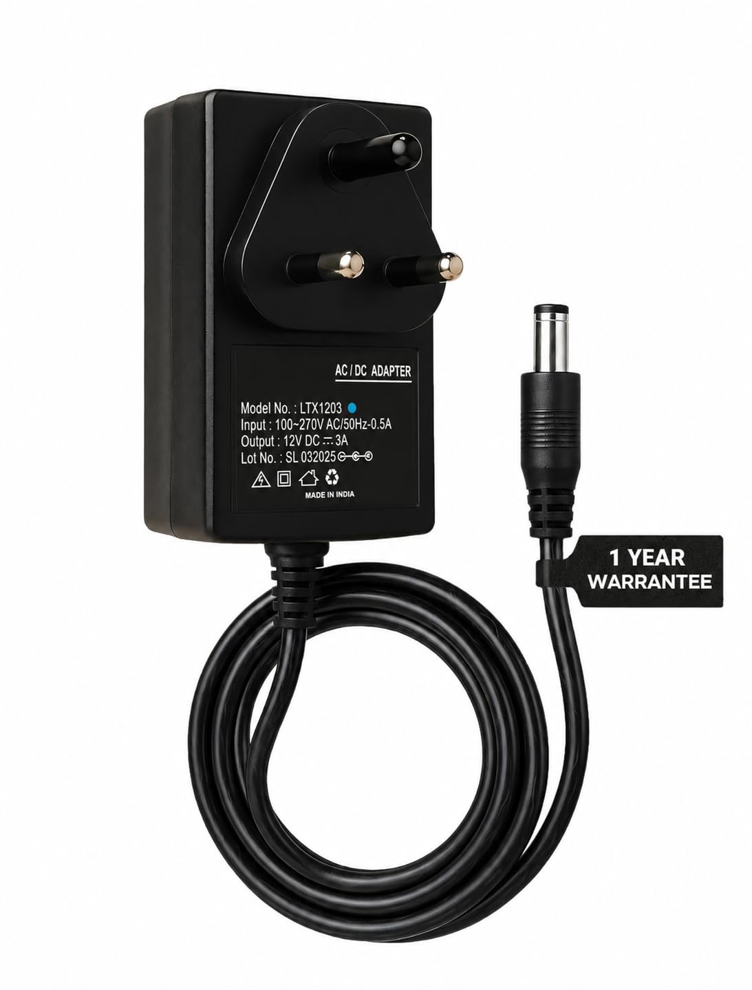 12V 3A AC/DC Power Adapter, 36W SMPS, 100-240V to DC Converter for CCTV Camera, DVR, NVR, LED Strip, Router, Black-image-24