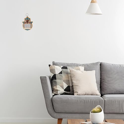 Miniatura 5 de My Daily Styles Bendición Hamsa de madera para el hogar - Decoración de pared de buena suerte con piedras preciosas de imitación (Bendición del