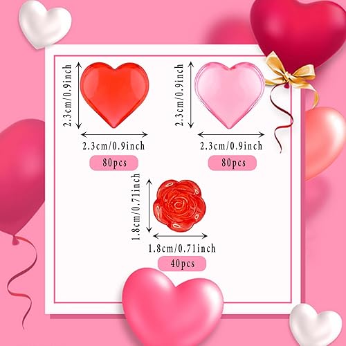 Miniatura 2 de 200 adornos acrílicos de corazón con diseño de rosas para el día de San Valentín, decoración de mesa de corazones de amor, rellenos de jarrón para