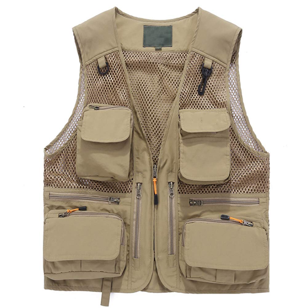 Chaleco de Malla de Pesca para Hombres Fotografía Trabajo Chaleco Multibolsillos Caza Viajes Viajes Chaleco de Safari Chaqueta de Periodista Boda del Director