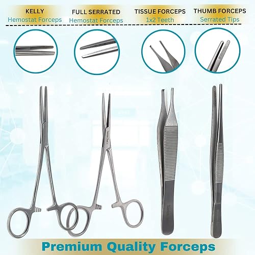 Miniatura 3 de HTI Kit de disección para estudiantes de biología médica y veterinaria, laboratorio de anatomía, botánica, rana animal con cuchillas de mango de