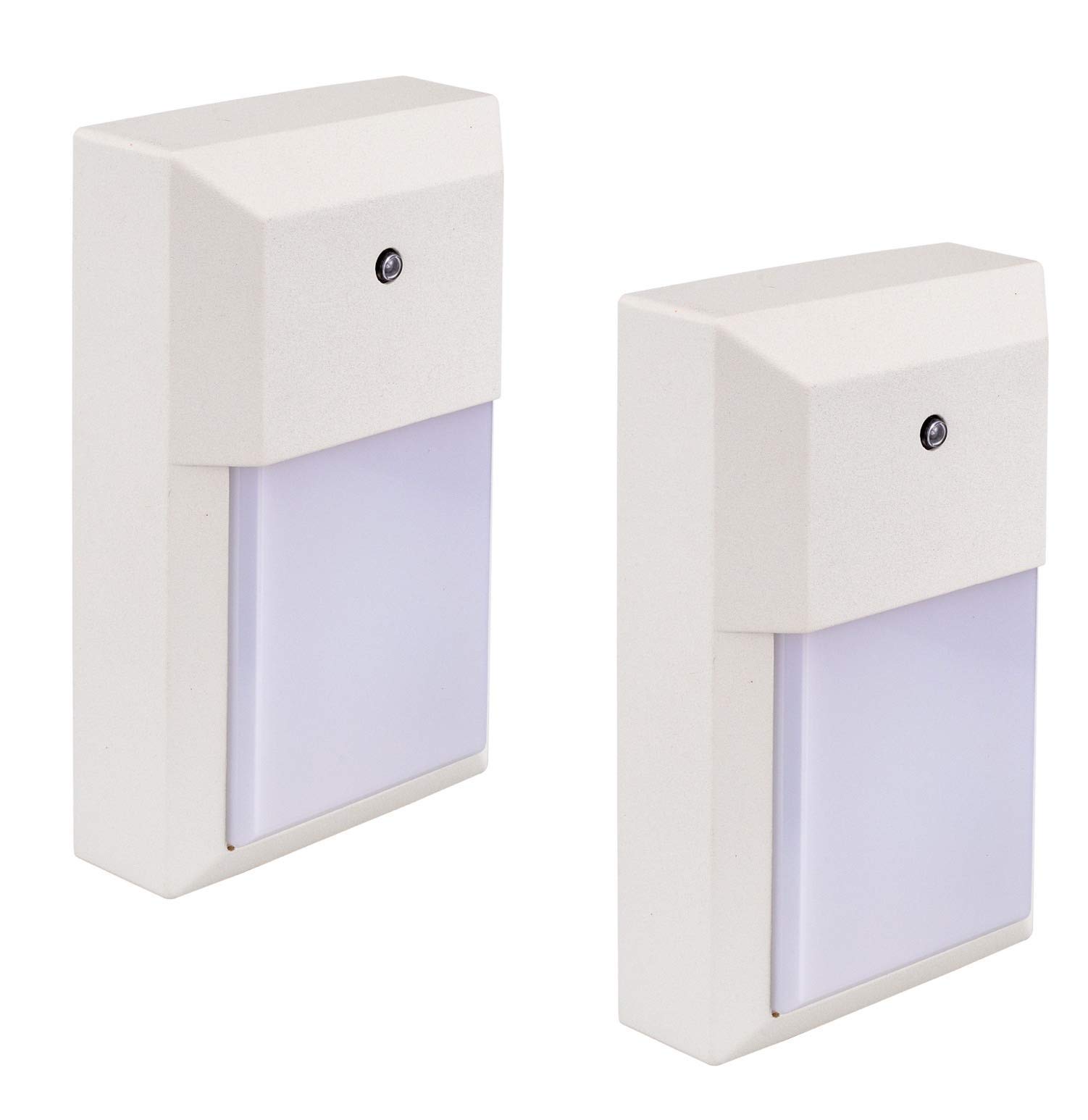 LIT-PaTH Dusk to Dawn Outdoor Wall Lantern, LED Wall Sconce for Porch Lighting Fixture, 12W 1000 Lumens, Aluminum Housing Plus PC, 2-Pack, 5000K-White Finish