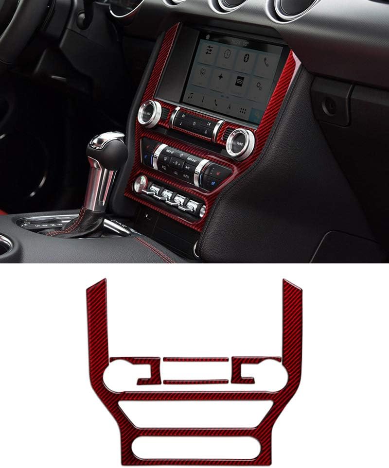 Red Carbon Fiber Car Styling Sticker Decals Central Control Panel Interior for Mustang 2015 2016 2017 2018 2019 2020 2021 2022 2023