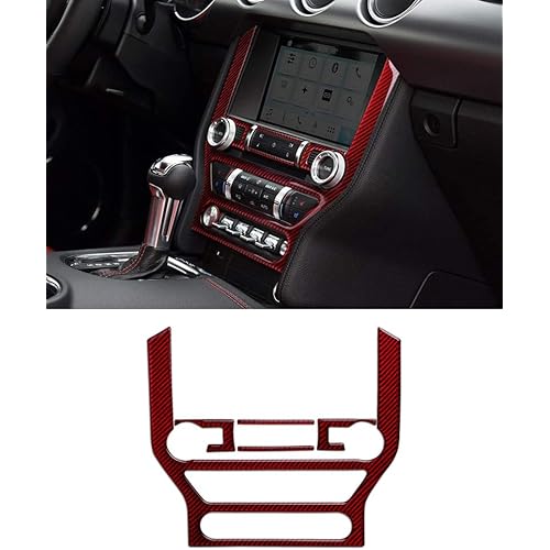 Red Carbon Fiber Car Styling Sticker Decals Central Control Panel Interior for Mustang 2015 2016 2017 2018 2019 2020 2021 2022 2023