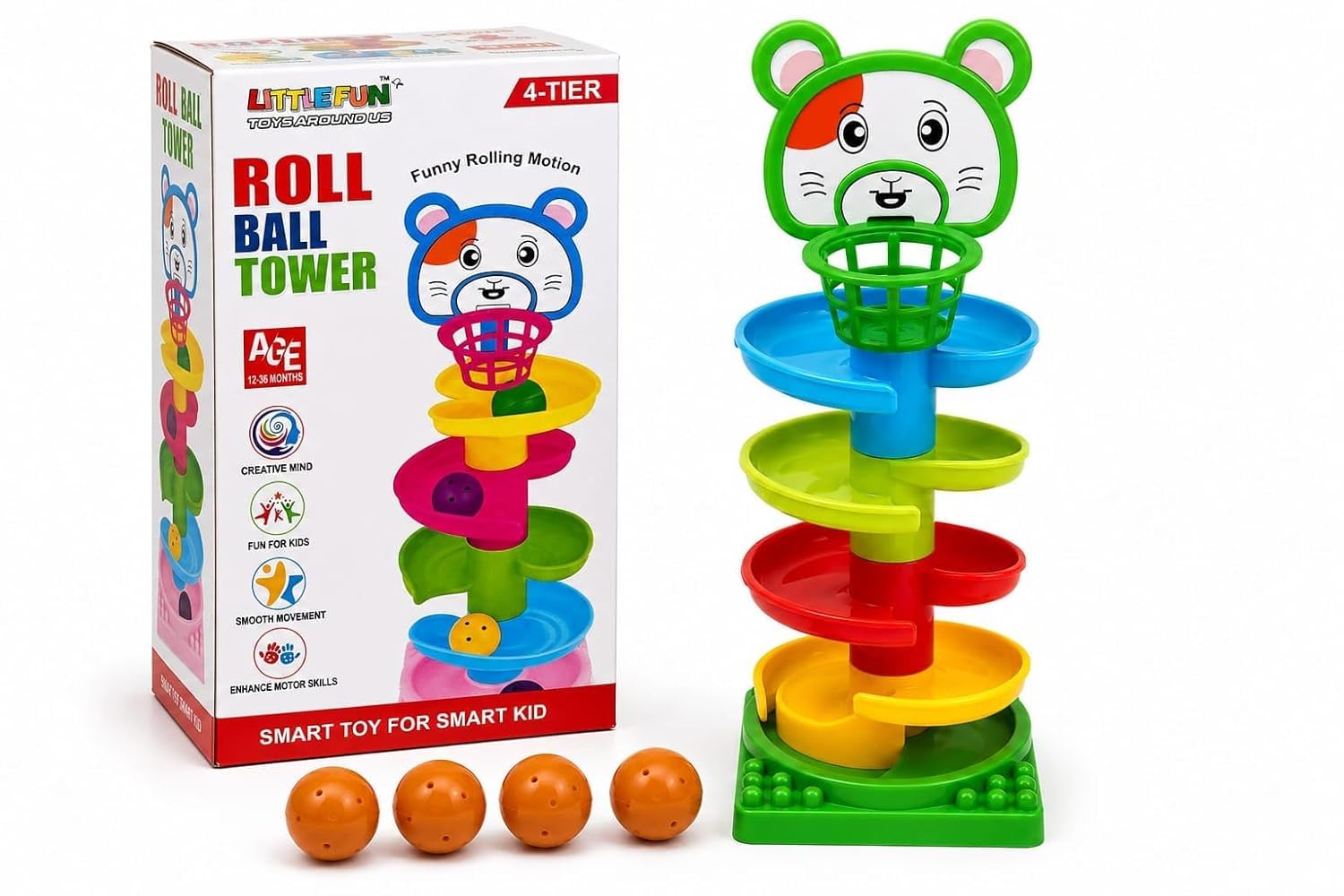 Pack of 6 Rolling & Swirling Ramp Drop Toy for Kids 3+ Years, 5-Layer Ball Drop Track with 4 Balls, Early Learning Activity Toy | Birthday Return Gift-image-36