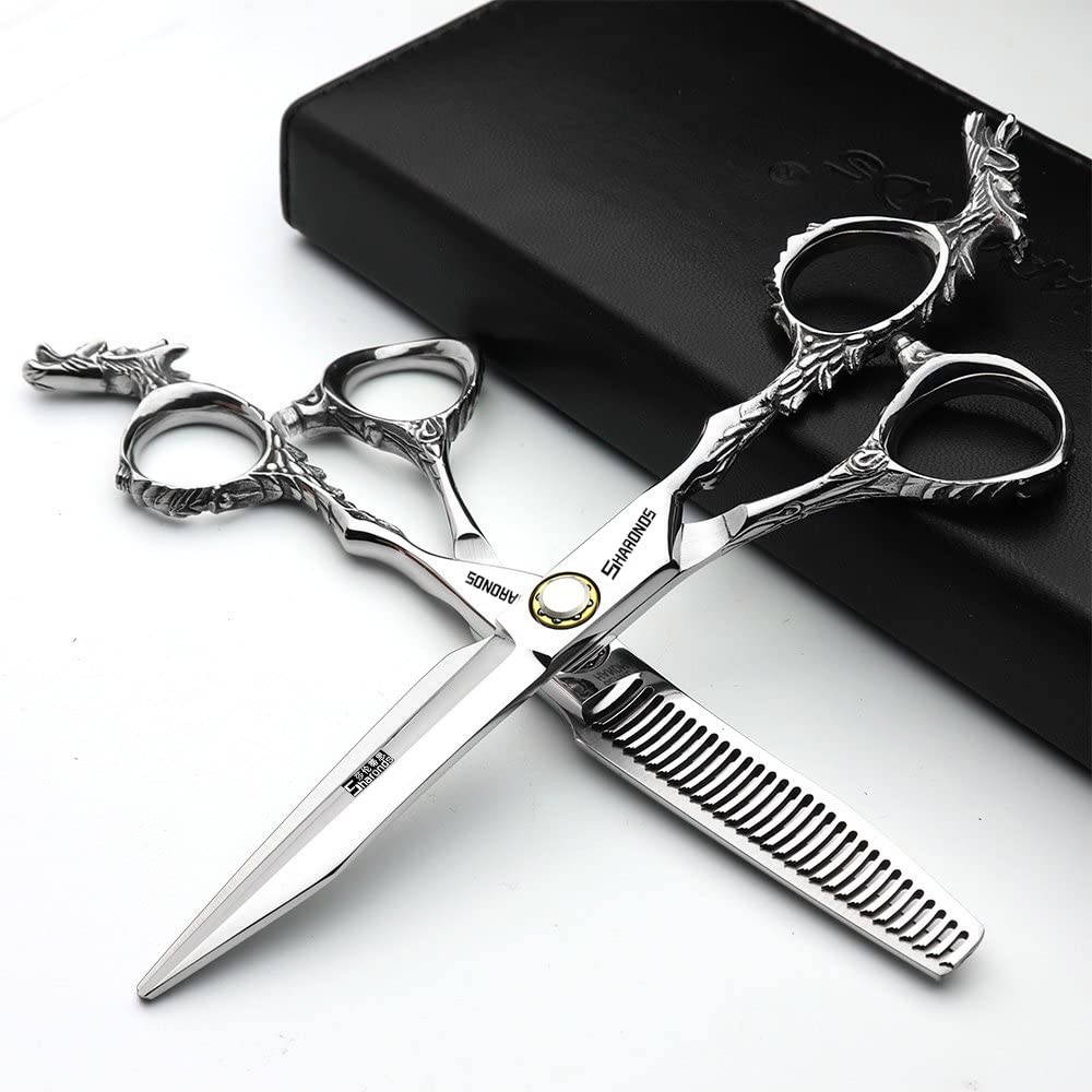 Silver 440c high Hardness Sharp Professional Hairdressing Scissors 6/7 inch Salon Hairdresser Special Hair Cutting Cutting Scissors (6-inch 2-Piece Set)
