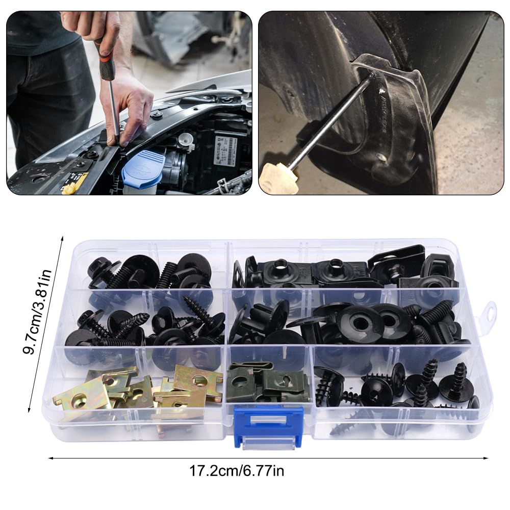 64 Pièces U Clips Et Des Vis Kit, Assortiment De Vis Et D'ecrou