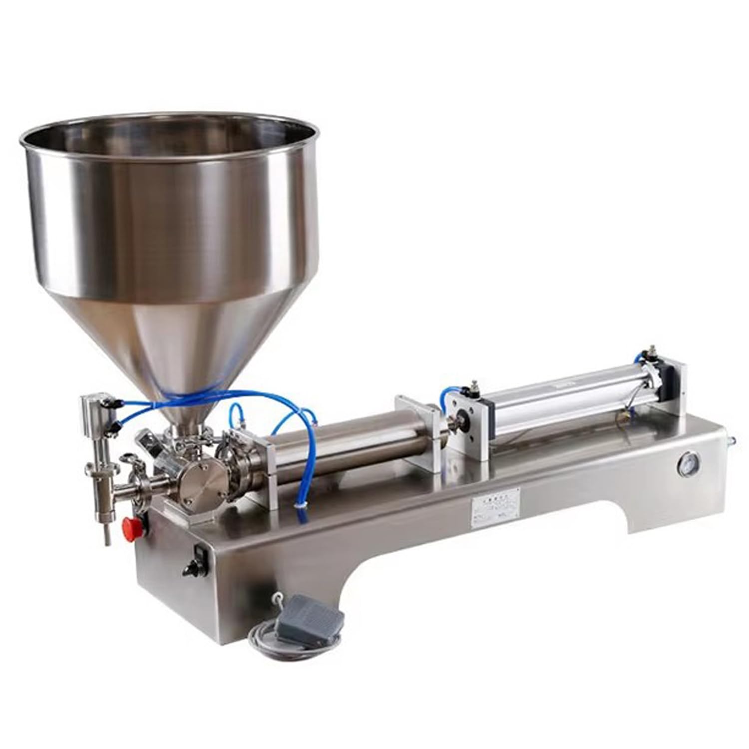 Riempitrice Pneumatica Orizzontale per Pasta Liquida, Macchina Riempitrice per Pasta da 50-500 ml/100-1000 ml con Tramoggia da 30 L per Crema, Shampoo, Miele, Dentifricio, Olio, Salsa,100-1000ml