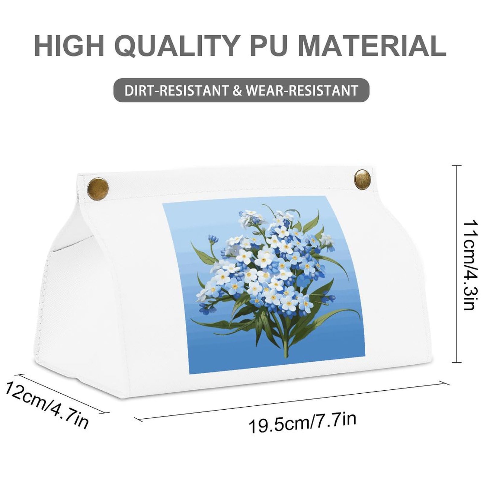 Do Not Forget Me White Tissue Box Cover Rectangle PU Leather Cover for Tissue Boxes Modern Tissue Holder for Bathroom Office Tissue Holders Decorative Cute Napkin Holder for Kitchen Bedroom