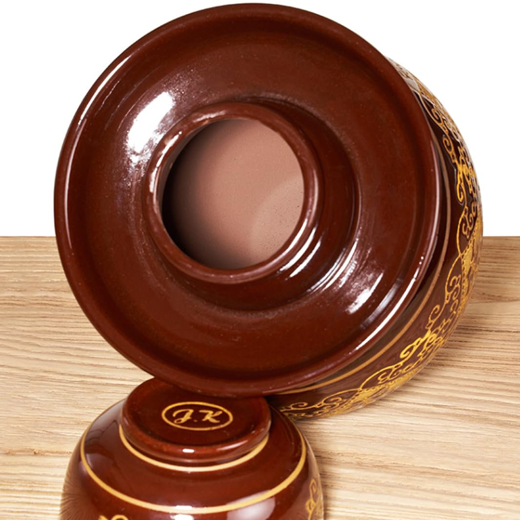 Ceramiczny słoik na ogórki z pokrywkami, duży tradycyjny chiński porcelanowy słoik na ogórki, ceramiczny garnek do fermentacji z uszczelką wodną (8 l)(8L)