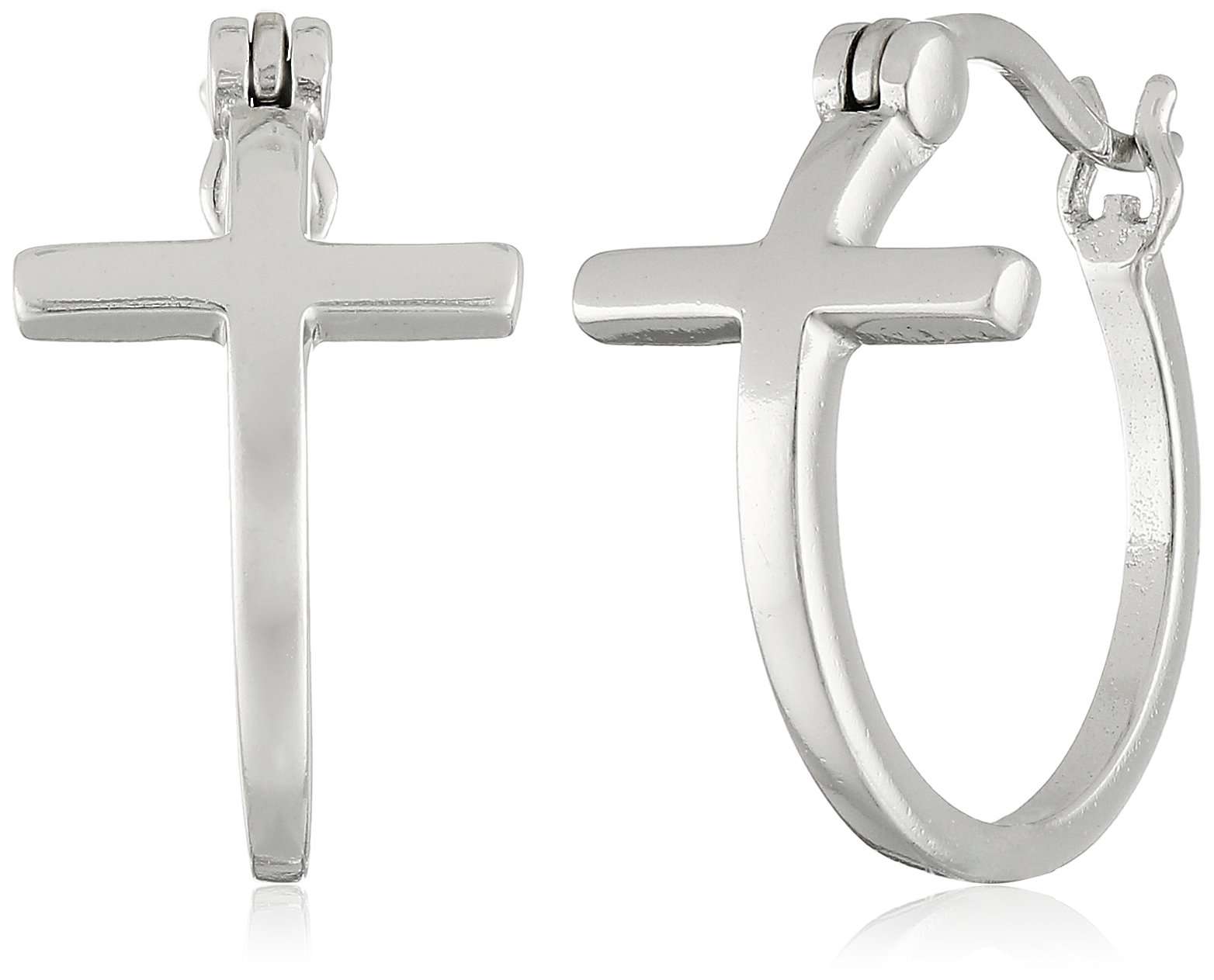925 Sterling Silver Cross Circle Hoop or Stud Earrings