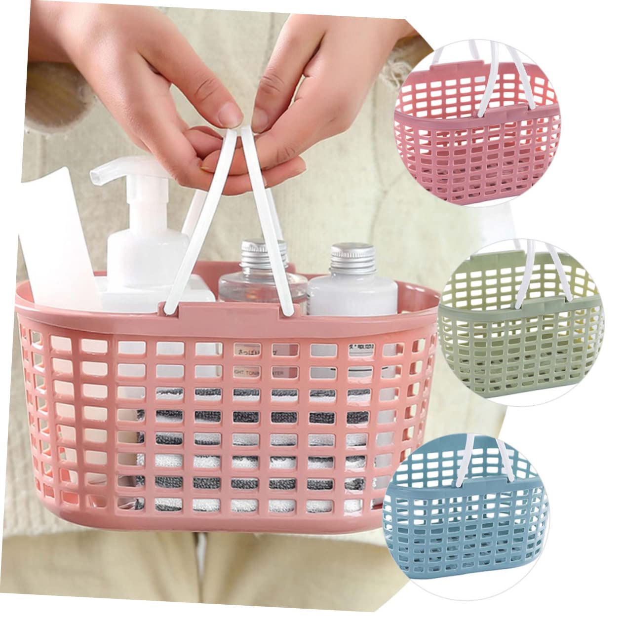 6piezas Cesta De Ducha Portátil Con Asa Organizador De Plástico Para Baño Almacenamiento De Para Suministros De Limpieza y Artículos De Tocador