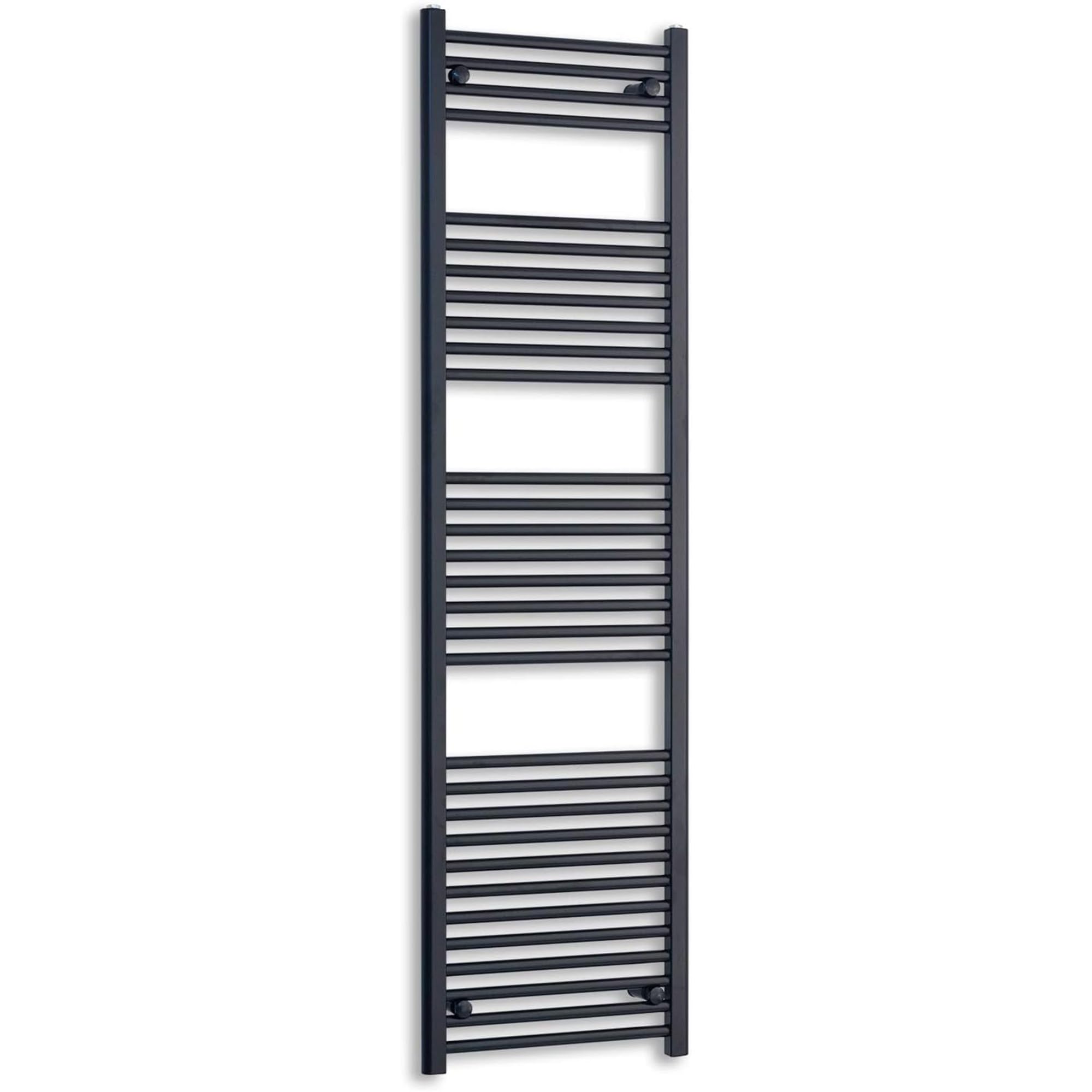 Companyblue Black Heated Towel Rail Radiator | Flat Ladder Bathroom Radiator | 500x1800mm