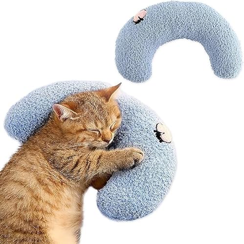 猫用枕 あごのせ猫枕 あごまくら クッション 犬 可愛い 犬の枕 超ソフトふわふわ猫用ベッド枕ハーフドーナツ抱き枕 背骨保護 U字型 ペット枕 睡眠改善、洗濯機洗い可能 あごまくら 猫用