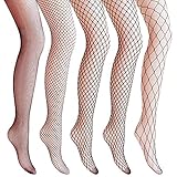 Amandir 5 Pairs Women Lace Fishnet Stockings Patterned Tights Mesh Net Pantyhose